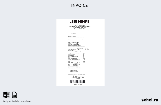 скачать цифровую версию австралийского шаблона налоговой накладной JB Hi Fi